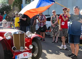 June 13, 2026 – Finish of the “1000 Miles of Czechoslovakia” Historic Car Rally in front of the NTM