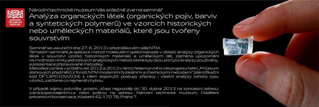 27.6.2013 - Seminář k návrhu metodiky pro analýzu organických látek ve vzorcích historických nebo uměleckých materiálů, které jsou tvořeny souvrstvím