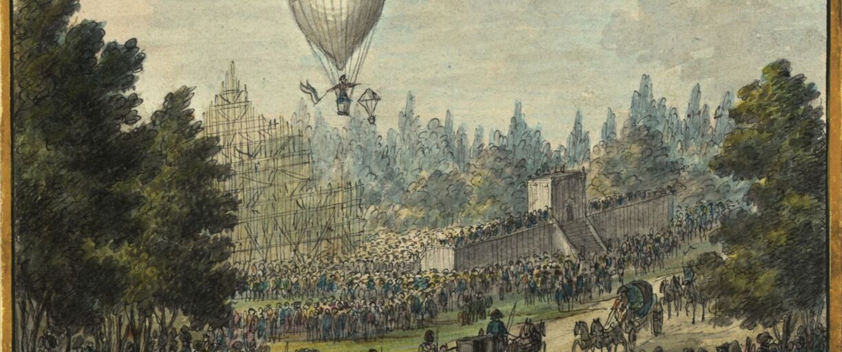 Wilhelmine Reichard v balonu nad Vídní v létě 1820. Wien Museum