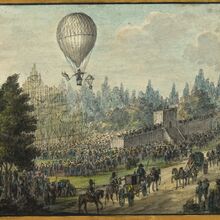 Wilhelmine Reichard v balonu nad Vídní v létě 1820. Wien Museum