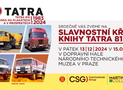 13. 12. 2024 – POZVÁNKA na slavnostní křest knihy TATRA 815 – legenda na plakátech a v prospektech