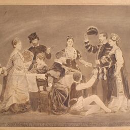 Obr. 8: Fotografie skupiny na slaném papíře. Nalepeno na kartónu, autor neznámý, nedatováno, formát cca 30 x 40 cm.